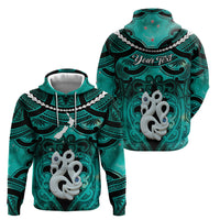 Personalised Maori Matariki Manaia Turquoise Hoodie Maori Kowhaiwhai Pattern Galaxy
