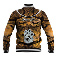 Personalised Maori Matariki Manaia Kowhai Baseball Jacket Maori Kowhaiwhai Pattern Galaxy