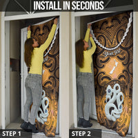 Personalised Maori Matariki Manaia Kowhai Door Cover Maori Kowhaiwhai Pattern Galaxy