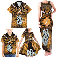 Personalised Maori Matariki Manaia Kowhai Family Matching Tank Maxi Dress and Hawaiian Shirt Maori Kowhaiwhai Pattern Galaxy LT01 - Polynesian Pride