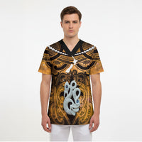 Personalised Maori Matariki Manaia Kowhai Scrub Top Maori Kowhaiwhai Pattern Galaxy