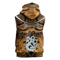 Personalised Maori Matariki Manaia Kowhai Sleeveless Zip Hoodie Maori Kowhaiwhai Pattern Galaxy