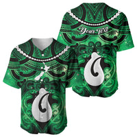 Personalised Maori Matariki Hei Matau Kakariki Baseball Jersey Maori Kowhaiwhai Pattern Galaxy