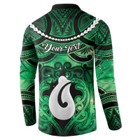 Personalised Maori Matariki Hei Matau Kakariki Button Sweatshirt Maori Kowhaiwhai Pattern Galaxy