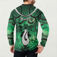 Personalised Maori Matariki Hei Matau Kakariki Button Sweatshirt Maori Kowhaiwhai Pattern Galaxy