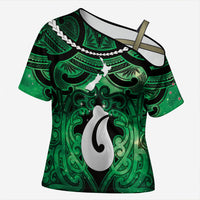 Personalised Maori Matariki Hei Matau Kakariki Cross Shoulder Shirt Maori Kowhaiwhai Pattern Galaxy