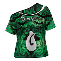 Personalised Maori Matariki Hei Matau Kakariki Cross Shoulder Shirt Maori Kowhaiwhai Pattern Galaxy