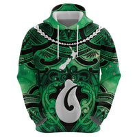 Personalised Maori Matariki Hei Matau Kakariki Hoodie Maori Kowhaiwhai Pattern Galaxy