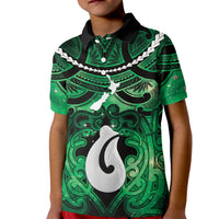 Personalised Maori Matariki Hei Matau Kakariki Kid Polo Shirt Maori Kowhaiwhai Pattern Galaxy