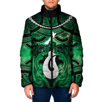 Personalised Maori Matariki Hei Matau Kakariki Padded Jacket Maori Kowhaiwhai Pattern Galaxy
