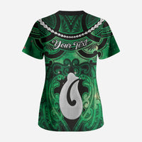 Personalised Maori Matariki Hei Matau Kakariki Scrub Top Maori Kowhaiwhai Pattern Galaxy