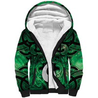 Personalised Maori Matariki Hei Matau Kakariki Sherpa Hoodie Maori Kowhaiwhai Pattern Galaxy