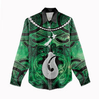 Personalised Maori Matariki Hei Matau Kakariki Women Casual Shirt Maori Kowhaiwhai Pattern Galaxy