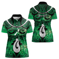 Personalised Maori Matariki Hei Matau Kakariki Women Polo Shirt Maori Kowhaiwhai Pattern Galaxy