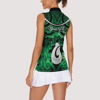 Personalised Maori Matariki Hei Matau Kakariki Women Sleeveless Polo Shirt Maori Kowhaiwhai Pattern Galaxy