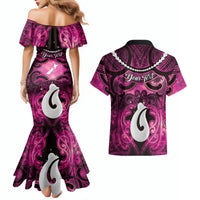 Personalised Maori Matariki Hei Matau Mawhero Couples Matching Mermaid Dress and Hawaiian Shirt Maori Kowhaiwhai Pattern Galaxy LT01 - Polynesian Pride