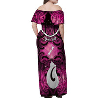 Personalised Maori Matariki Hei Matau Mawhero Family Matching Off Shoulder Maxi Dress and Hawaiian Shirt Maori Kowhaiwhai Pattern Galaxy LT01 - Polynesian Pride