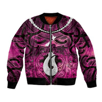Personalised Maori Matariki Hei Matau Mawhero Sleeve Zip Bomber Jacket Maori Kowhaiwhai Pattern Galaxy