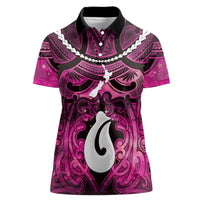 Personalised Maori Matariki Hei Matau Mawhero Women Polo Shirt Maori Kowhaiwhai Pattern Galaxy