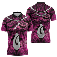 Personalised Maori Matariki Hei Matau Mawhero Zipper Polo Shirt Maori Kowhaiwhai Pattern Galaxy