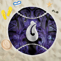 Maori Matariki Hei Matau Waiporoporo Beach Blanket Maori Kowhaiwhai Pattern Galaxy