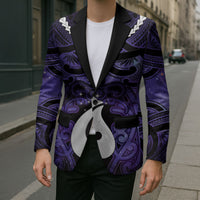 Personalised Maori Matariki Hei Matau Waiporoporo Blazer Maori Kowhaiwhai Pattern Galaxy