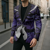 Personalised Maori Matariki Hei Matau Waiporoporo Blazer Maori Kowhaiwhai Pattern Galaxy