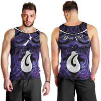 Personalised Maori Matariki Hei Matau Waiporoporo Men Tank Top Maori Kowhaiwhai Pattern Galaxy