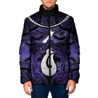 Personalised Maori Matariki Hei Matau Waiporoporo Padded Jacket Maori Kowhaiwhai Pattern Galaxy