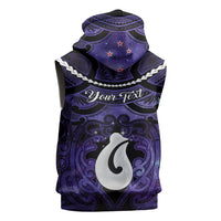 Personalised Maori Matariki Hei Matau Waiporoporo Sleeveless Zip Hoodie Maori Kowhaiwhai Pattern Galaxy