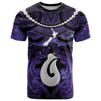 Personalised Maori Matariki Hei Matau Waiporoporo T Shirt Maori Kowhaiwhai Pattern Galaxy
