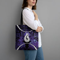 Maori Matariki Hei Matau Waiporoporo Tote Bag Maori Kowhaiwhai Pattern Galaxy