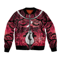 Personalised Maori Matariki Hei Matau Whero Bomber Jacket Maori Kowhaiwhai Pattern Galaxy