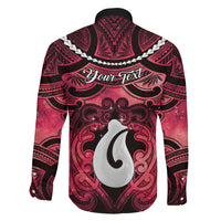 Personalised Maori Matariki Hei Matau Whero Family Matching Long Sleeve Bodycon Dress and Hawaiian Shirt Maori Kowhaiwhai Pattern Galaxy LT01 - Polynesian Pride