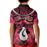 Personalised Maori Matariki Hei Matau Whero Kid Polo Shirt Maori Kowhaiwhai Pattern Galaxy