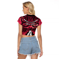 Personalised Maori Matariki Hei Matau Whero Raglan Cropped T Shirt Maori Kowhaiwhai Pattern Galaxy