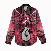 Personalised Maori Matariki Hei Matau Whero Women Casual Shirt Maori Kowhaiwhai Pattern Galaxy