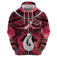 Personalised Maori Matariki Hei Matau Whero Zip Hoodie Maori Kowhaiwhai Pattern Galaxy