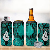 Personalised Maori Matariki Hei Matau Turquoise 4 in 1 Can Cooler Tumbler Maori Kowhaiwhai Pattern Galaxy