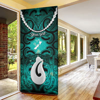 Personalised Maori Matariki Hei Matau Turquoise Door Cover Maori Kowhaiwhai Pattern Galaxy