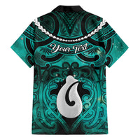 Personalised Maori Matariki Hei Matau Turquoise Family Matching Short Sleeve Bodycon Dress and Hawaiian Shirt Maori Kowhaiwhai Pattern Galaxy LT01 - Polynesian Pride