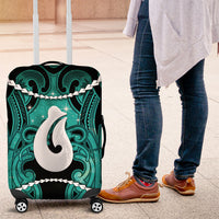 Maori Matariki Hei Matau Turquoise Luggage Cover Maori Kowhaiwhai Pattern Galaxy