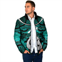Personalised Maori Matariki Hei Matau Turquoise Padded Jacket Maori Kowhaiwhai Pattern Galaxy