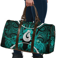 Maori Matariki Hei Matau Turquoise Travel Bag Maori Kowhaiwhai Pattern Galaxy