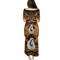 Personalised Maori Matariki Hei Matau Kowhai Family Matching Puletasi and Hawaiian Shirt Maori Kowhaiwhai Pattern Galaxy LT01 - Polynesian Pride