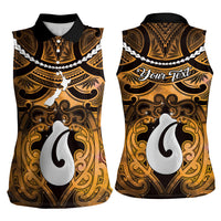 Personalised Maori Matariki Hei Matau Kowhai Women Sleeveless Polo Shirt Maori Kowhaiwhai Pattern Galaxy