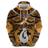 Personalised Maori Matariki Hei Matau Kowhai Zip Hoodie Maori Kowhaiwhai Pattern Galaxy