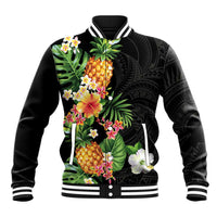 Hawaii Pineapple Tropical Baseball Jacket Colorful Hibiscus Plumeria