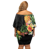 Hawaii Pineapple Tropical Family Matching Off Shoulder Short Dress and Hawaiian Shirt Colorful Hibiscus Plumeria LT01 - Polynesian Pride