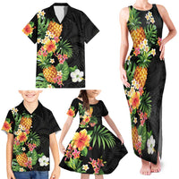 Hawaii Pineapple Tropical Family Matching Tank Maxi Dress and Hawaiian Shirt Colorful Hibiscus Plumeria LT01 - Polynesian Pride